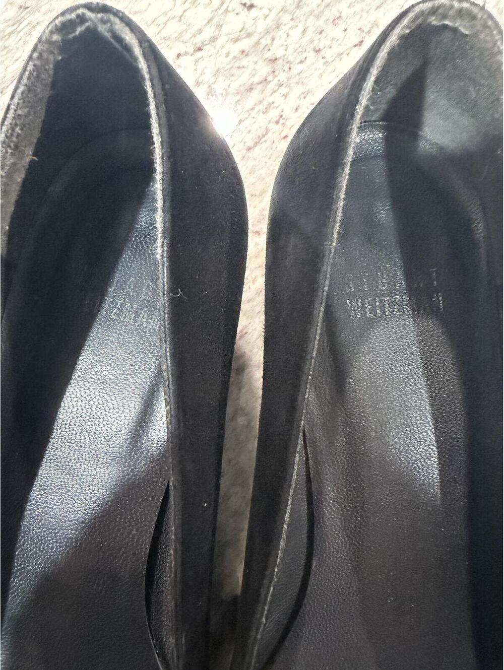 vintage Stuart Weitzman black suede pointed toe kitten heel lace up pumps 7.5 - Picture 4 of 4